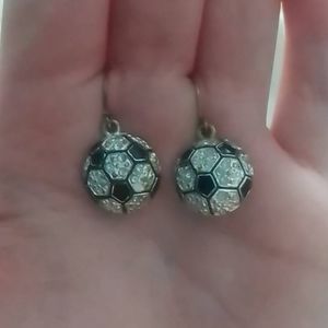 Gemstone soccer ball dangle earrings